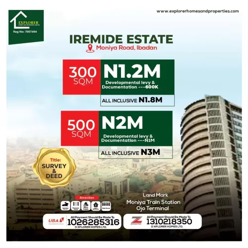 Iremide Estate, Moniya Road, Ibadan – Oyo State, Nigeria