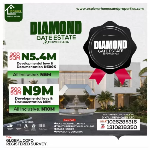 DIAMOND GATE ESTATE, LAND IN MOWE OFADA, OGUN STATE NIGERIA