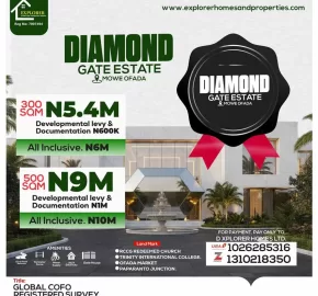 DIAMOND GATE ESTATE, LAND IN MOWE OFADA, OGUN STATE NIGERIA