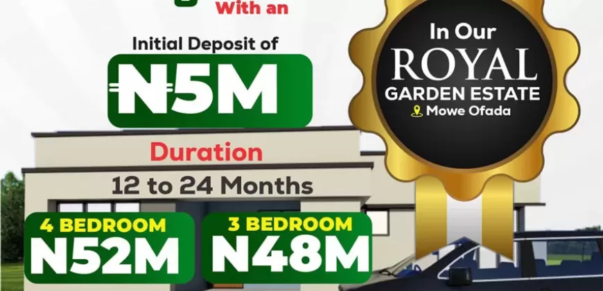 ROYAL GARDENS ESTATE LAND FOR SALE IN MOWE OFADA, OGUN STATE NIGERIA